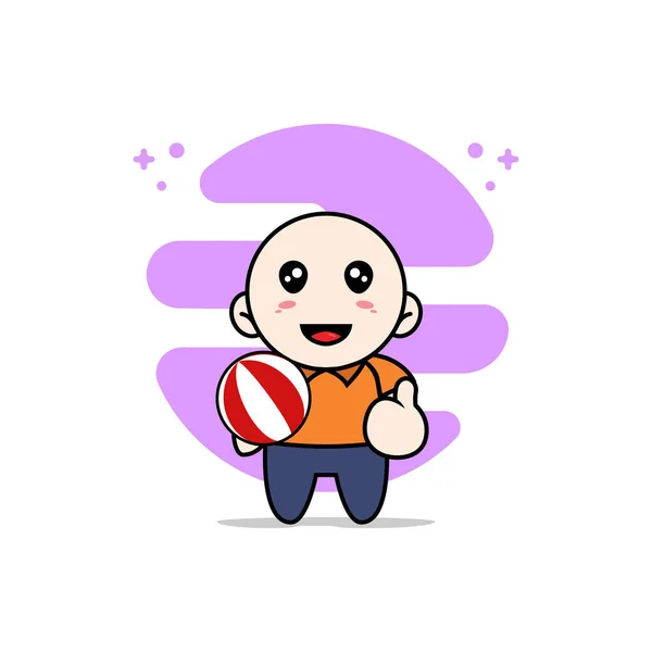 Lindo Personaje Mensajero Sosteniendo Una Pelota Concepto Diseño Mascotas — Vector de stock