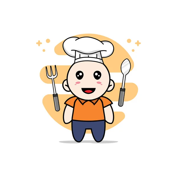 Mignon Personnage Courrier Portant Costume Chef Concept Mascotte — Image vectorielle