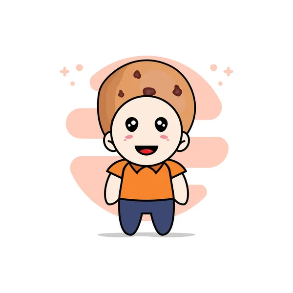 Lindo Personaje Mensajero Con Traje Galletas Concepto Diseño Mascotas — Vector de stock