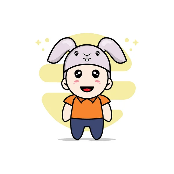 Cute Courier Character Wearing Rabbit Costume Mascot Design Concept — Stock Vector