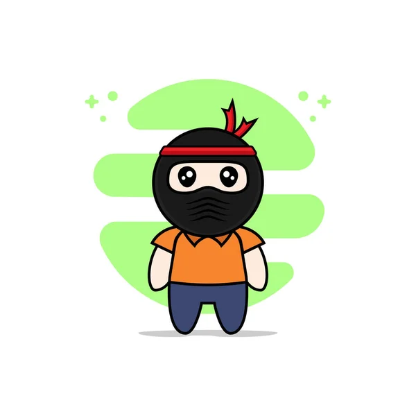 Lindo Personaje Mensajero Con Traje Ninja Concepto Diseño Mascotas — Vector de stock