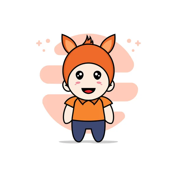 Cute Courier Character Wearing Fox Costume Mascot Design Concept — Stock Vector