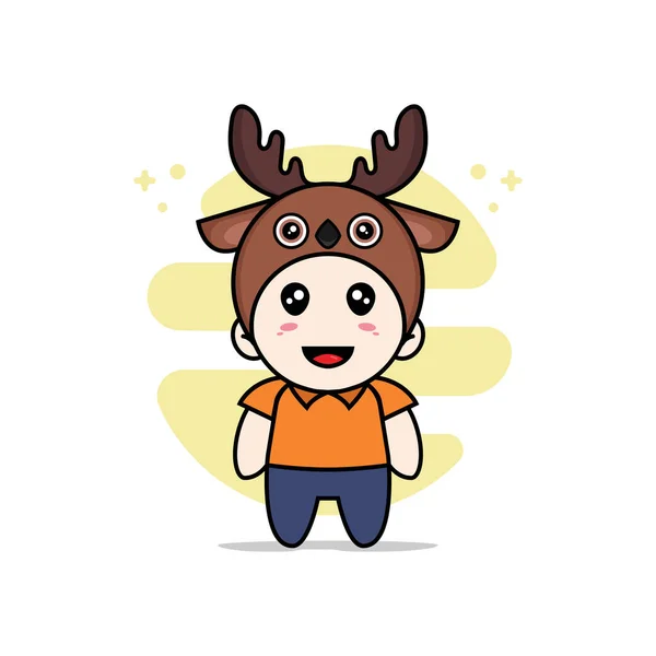 Cute Courier Character Wearing Deer Costume Mascot Design Concept — Stock Vector