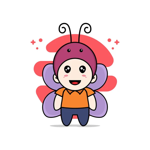 Cute Courier Character Wearing Butterfly Costume Mascot Design Concept — Stock Vector