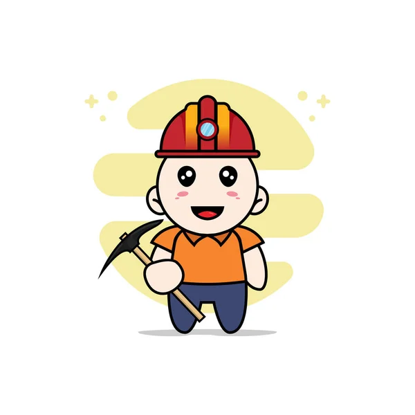 Mignon Personnage Courrier Portant Costume Mineurs Concept Mascotte — Image vectorielle