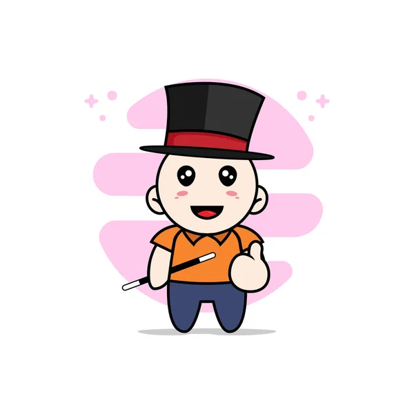 Cute Courier Character Wearing Magician Costume Mascot Design Concept — Stock Vector