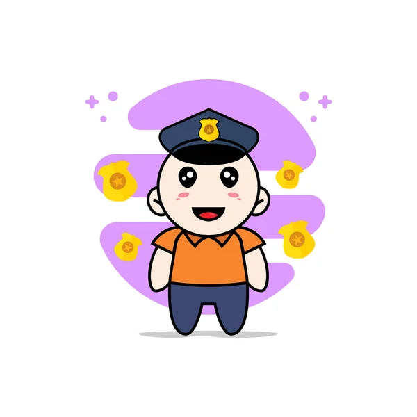 Personagem Mensageiro Bonito Vestindo Traje Polícia Conceito Design Mascote — Vetor de Stock