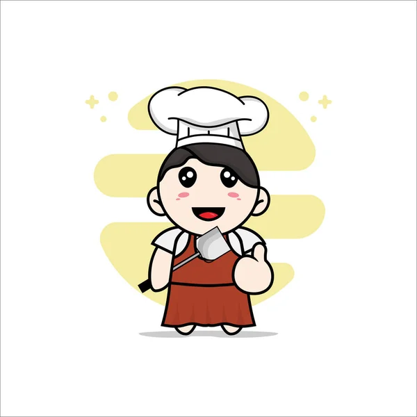 Personagem Menina Bonito Vestindo Traje Chef Conceito Design Mascote —  Vetores de Stock