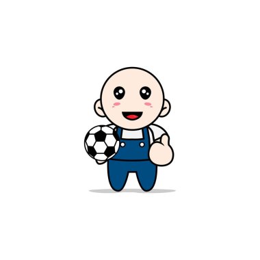 Top tutan sevimli mekanik karakter. Maskot tasarımı konsepti