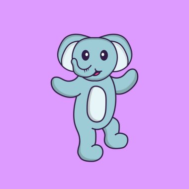 Cute elephant is dancing. Animal cartoon concept isolated. Can used for t-shirt, greeting card, invitation card or mascot.