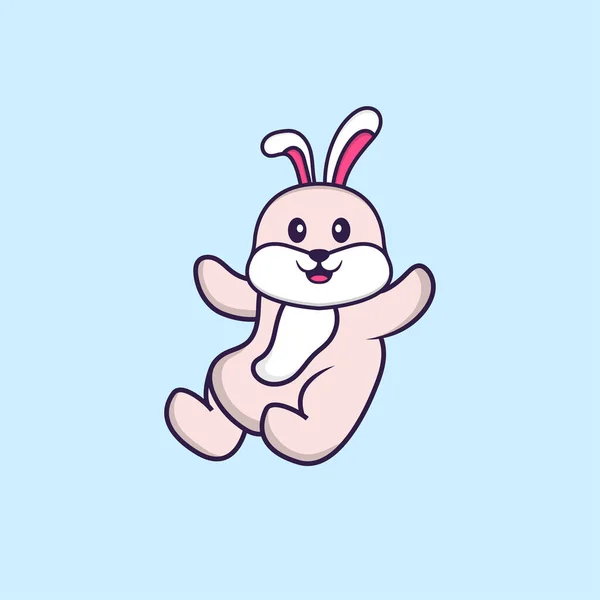 かわいいウサギが飛んでいる 動物の漫画の概念は孤立した Tシャツ グリーティングカード 招待カード マスコットに使用できます — ストックベクタ