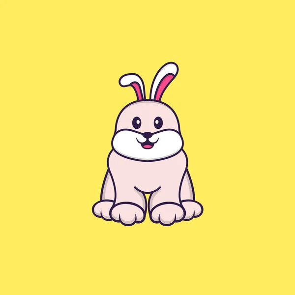 可愛いウサギが座っている 動物の漫画の概念は孤立した Tシャツ グリーティングカード 招待カード マスコットに使用できます — ストックベクタ