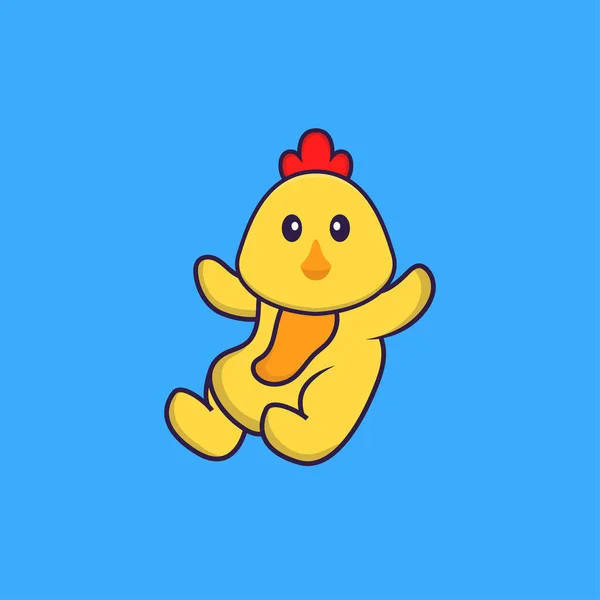 Aranyos Csirke Repül Állati Rajzfilm Koncepció Elkülönítve Használható Póló Üdvözlőlap — Stock Vector