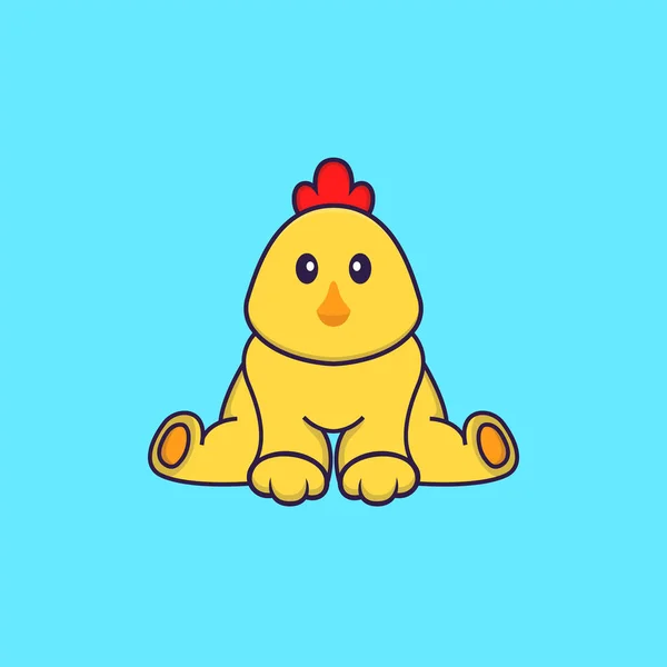 Aranyos Csirke Ott Állati Rajzfilm Koncepció Elkülönítve Használható Póló Üdvözlőlap — Stock Vector