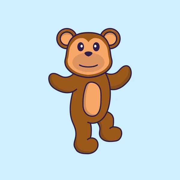 可爱的猴子在跳舞 动物漫画的概念是孤立的 可用于T恤衫 请柬或吉祥物 — 图库矢量图片