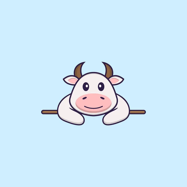 Bonita Vaca Acostada Animal Concepto Dibujos Animados Aislado Puede Utilizar — Vector de stock