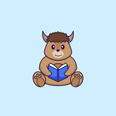 Kitap okuyan sevimli koyunlar. Hayvan çizgi film kavramı izole edildi. Tişört, tebrik kartı, davetiye kartı ya da maskot olarak kullanılabilir..