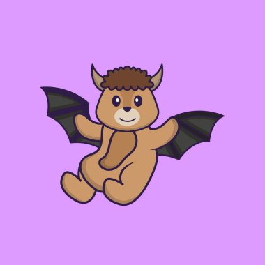 Şirin koyunlar kanatlı uçuyor. Hayvan çizgi film kavramı izole edildi. Tişört, tebrik kartı, davetiye kartı ya da maskot olarak kullanılabilir..