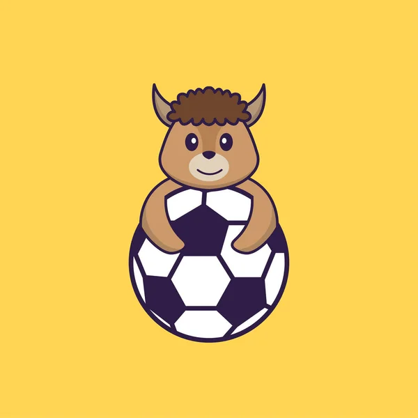 Bonita Oveja Jugando Fútbol Animal Concepto Dibujos Animados Aislado Puede — Vector de stock