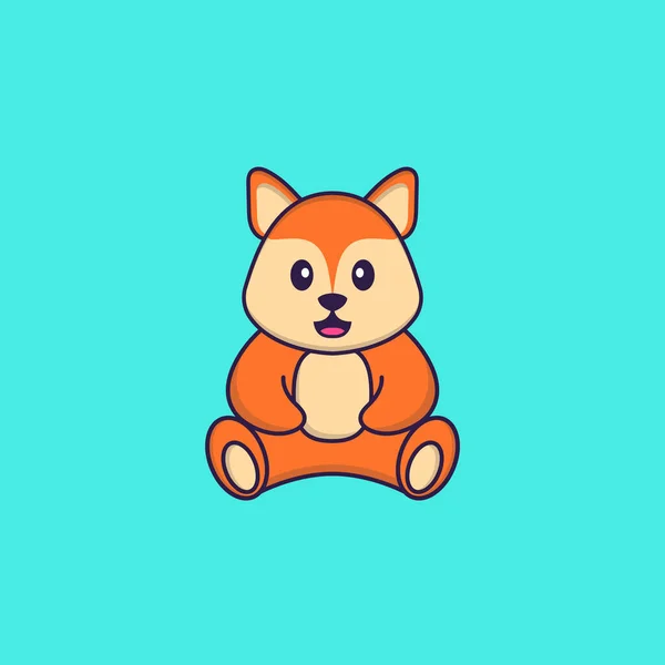 可爱的狐狸坐了下来 动物漫画的概念是孤立的 可用于T恤衫 请柬或吉祥物 — 图库矢量图片