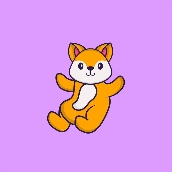 可爱的狐狸在飞 动物漫画的概念是孤立的 可用于T恤衫 请柬或吉祥物 — 图库矢量图片