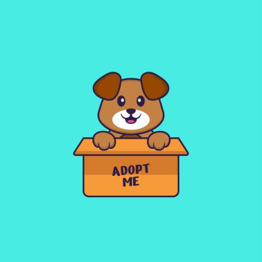 Posterli şirin bir köpek beni evlat edindi. Hayvan çizgi film kavramı izole edildi. Tişört, tebrik kartı, davetiye kartı ya da maskot olarak kullanılabilir..