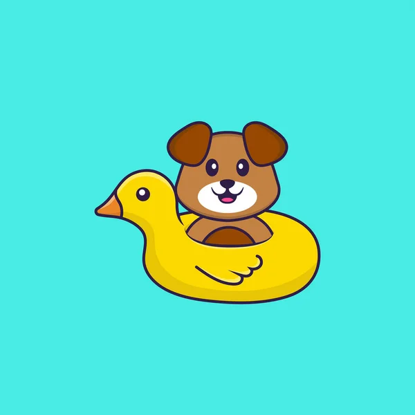 Netter Hund Mit Entenboje Animal Cartoon Konzept Isoliert Kann Für — Stockvektor