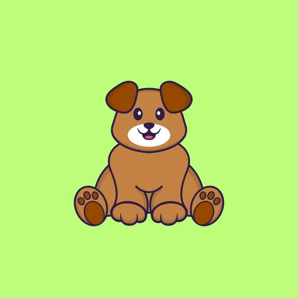 可爱的狗坐着 动物漫画的概念是孤立的 可用于T恤衫 请柬或吉祥物 — 图库矢量图片