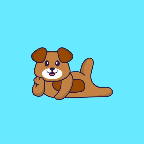 可爱的狗躺下 动物漫画的概念是孤立的 可用于T恤衫 请柬或吉祥物 — 图库矢量图片