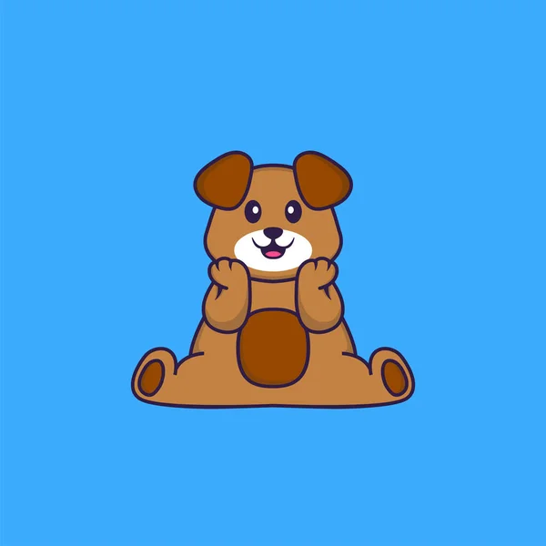 可爱的狗坐着 动物漫画的概念是孤立的 可用于T恤衫 请柬或吉祥物 — 图库矢量图片