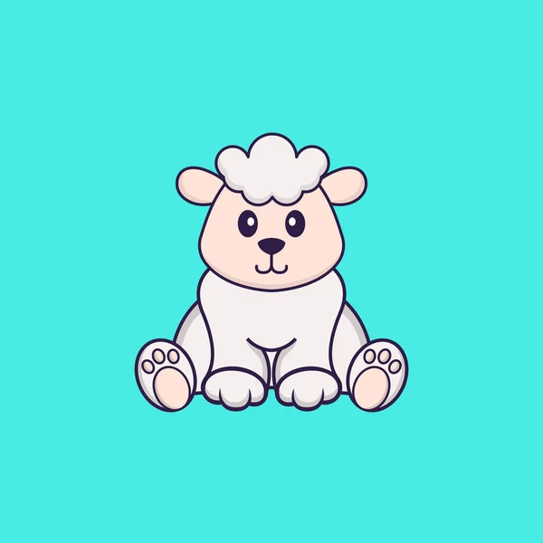 Mignon Mouton Est Assis Concept Dessin Animé Animal Isolé Peut — Image vectorielle