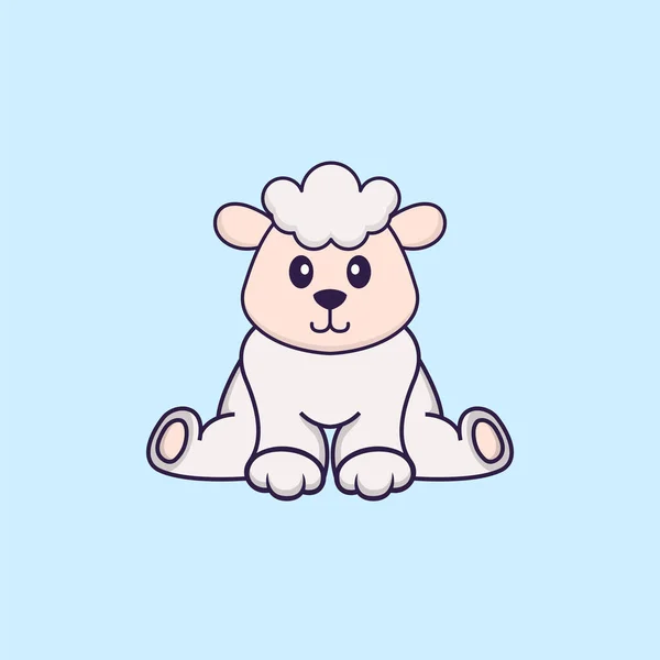 Mignon Mouton Est Assis Concept Dessin Animé Animal Isolé Peut — Image vectorielle