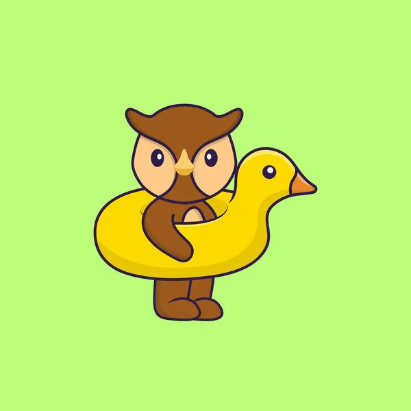 Niedliche Eule Mit Entenboje Animal Cartoon Konzept Isoliert Kann Für — Stockvektor