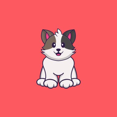 Şirin kedi oturuyor. Hayvan çizgi film kavramı izole edildi. Tişört, tebrik kartı, davetiye kartı ya da maskot olarak kullanılabilir..