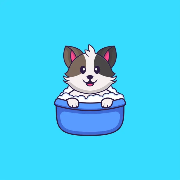 Lindo Gato Tomando Baño Bañera Animal Concepto Dibujos Animados Aislado — Vector de stock