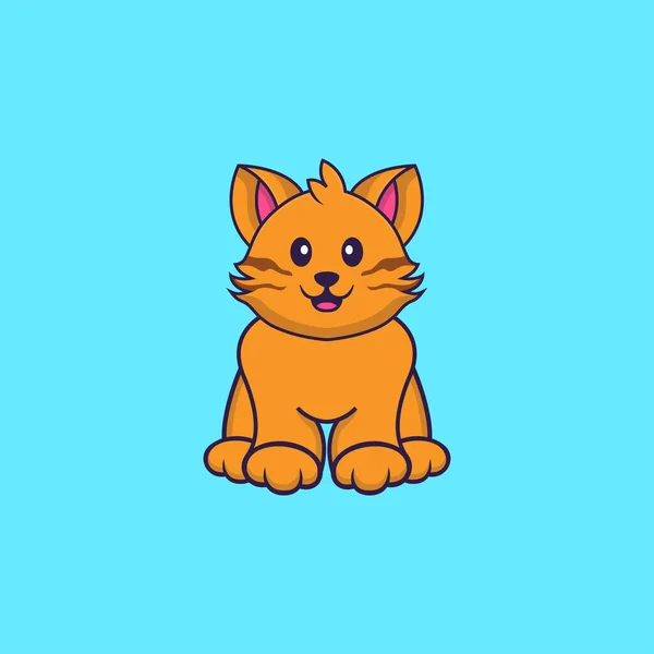 Lindo Gato Está Sentado Animal Concepto Dibujos Animados Aislado Puede — Vector de stock