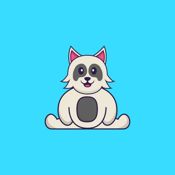 かわいい犬が座っている 動物の漫画の概念は孤立した Tシャツ グリーティングカード 招待カード マスコットに使用できます — ストックベクタ