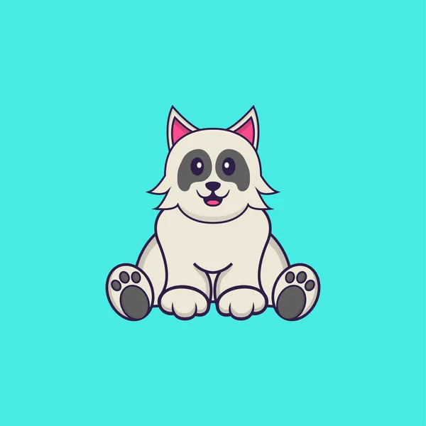 Leuke Hond Zit Dierenspotconcept Geïsoleerd Kan Gebruikt Worden Voor Shirt — Stockvector