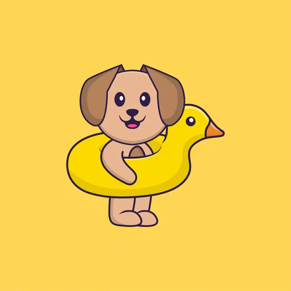 Roztomilý Pes Kachní Bójí Animální Kreslený Koncept Izolovaný Lze Použít — Stockový vektor
