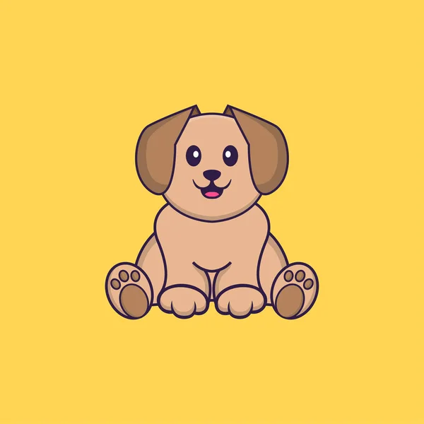 Lindo Perro Está Sentado Animal Concepto Dibujos Animados Aislado Puede — Vector de stock