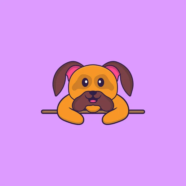 Cute Dog Lying Animal Cartoon Concept Isolated Can Used Shirt — Stock Vector