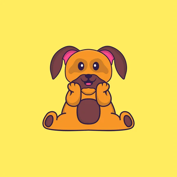 かわいい犬が座っている 動物の漫画の概念は孤立した Tシャツ グリーティングカード 招待カード マスコットに使用できます — ストックベクタ
