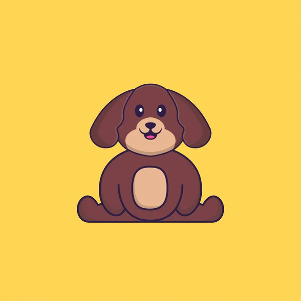 Mignon Chien Est Assis Concept Dessin Animé Animal Isolé Peut — Image vectorielle