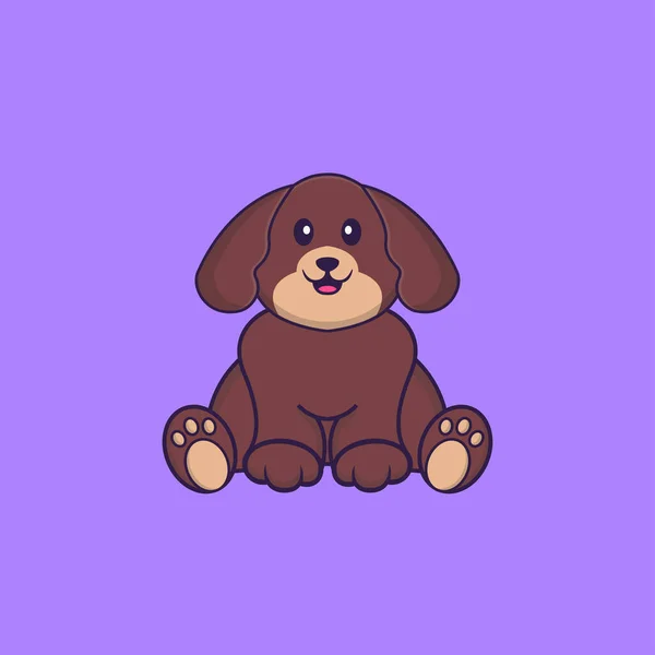 Lindo Perro Está Sentado Animal Concepto Dibujos Animados Aislado Puede — Vector de stock