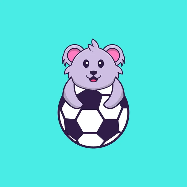 かわいいコアラはサッカーをしている 動物の漫画の概念は孤立した Tシャツ グリーティングカード 招待カード マスコットに使用できます — ストックベクタ