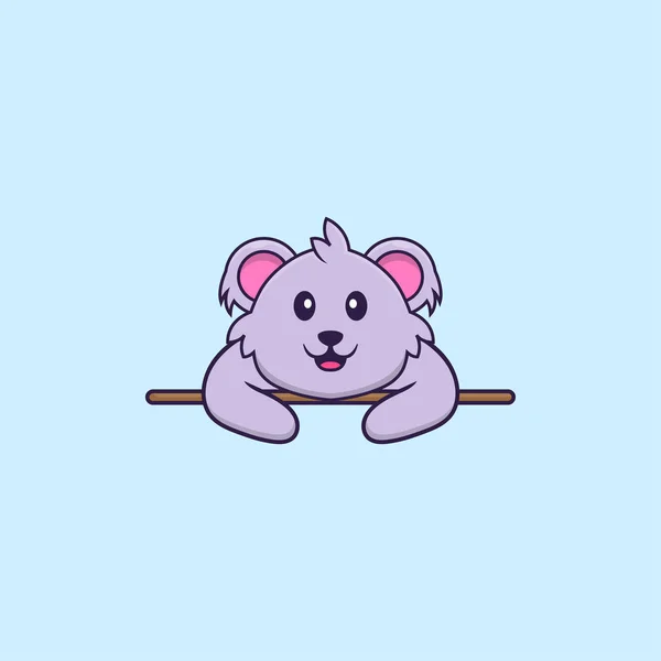 Lindo Koala Acostado Animal Concepto Dibujos Animados Aislado Puede Utilizar — Vector de stock