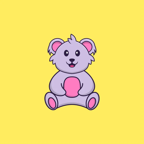 Mignon Koala Est Assis Concept Dessin Animé Animal Isolé Peut — Image vectorielle