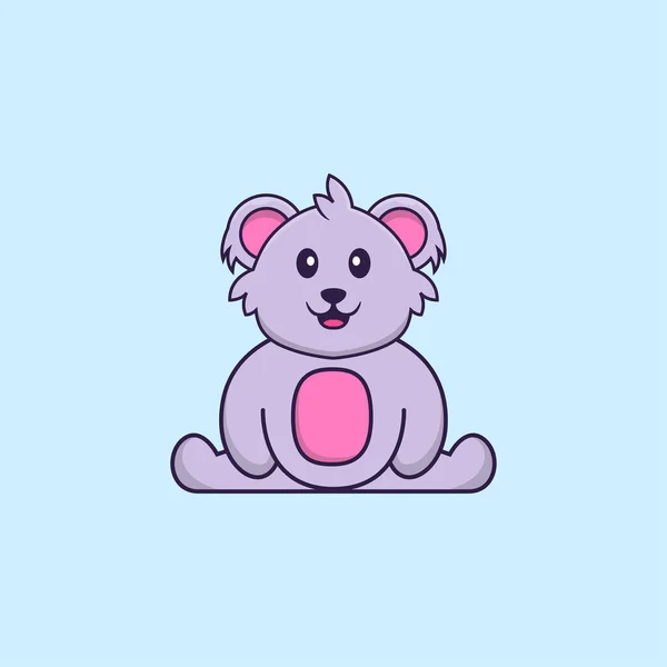 Mignon Koala Est Assis Concept Dessin Animé Animal Isolé Peut — Image vectorielle