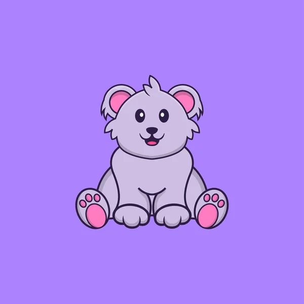 Mignon Koala Est Assis Concept Dessin Animé Animal Isolé Peut — Image vectorielle