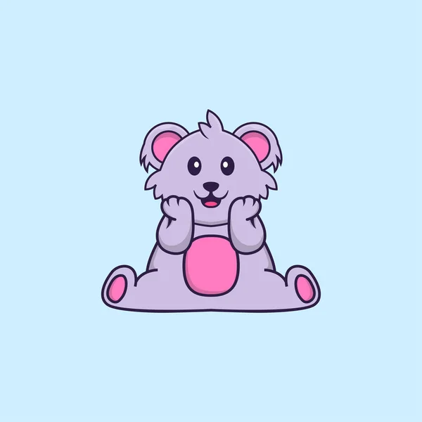 Mignon Koala Est Assis Concept Dessin Animé Animal Isolé Peut — Image vectorielle